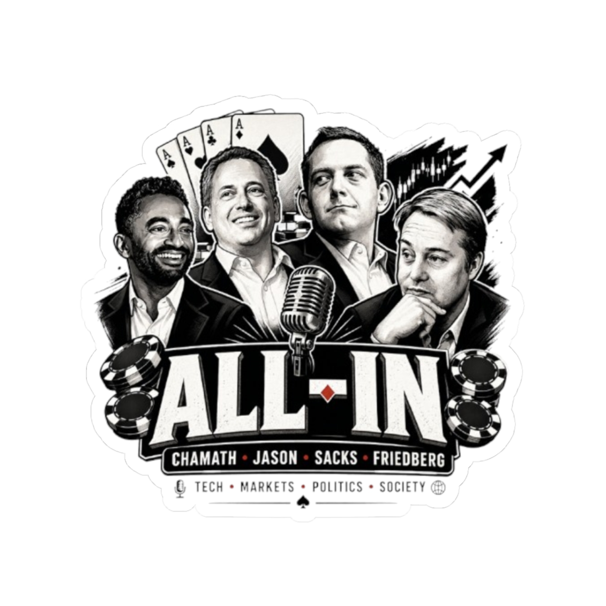 All In Podcast logo Kiss-Cut Sticker | Tech Markets Politics decal