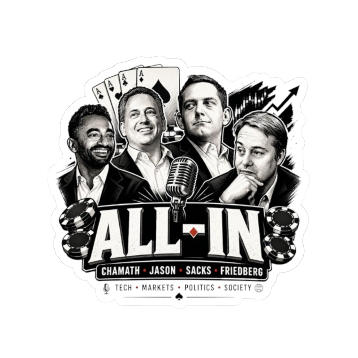 All In Podcast logo Kiss-Cut Sticker | Tech Markets Politics decal