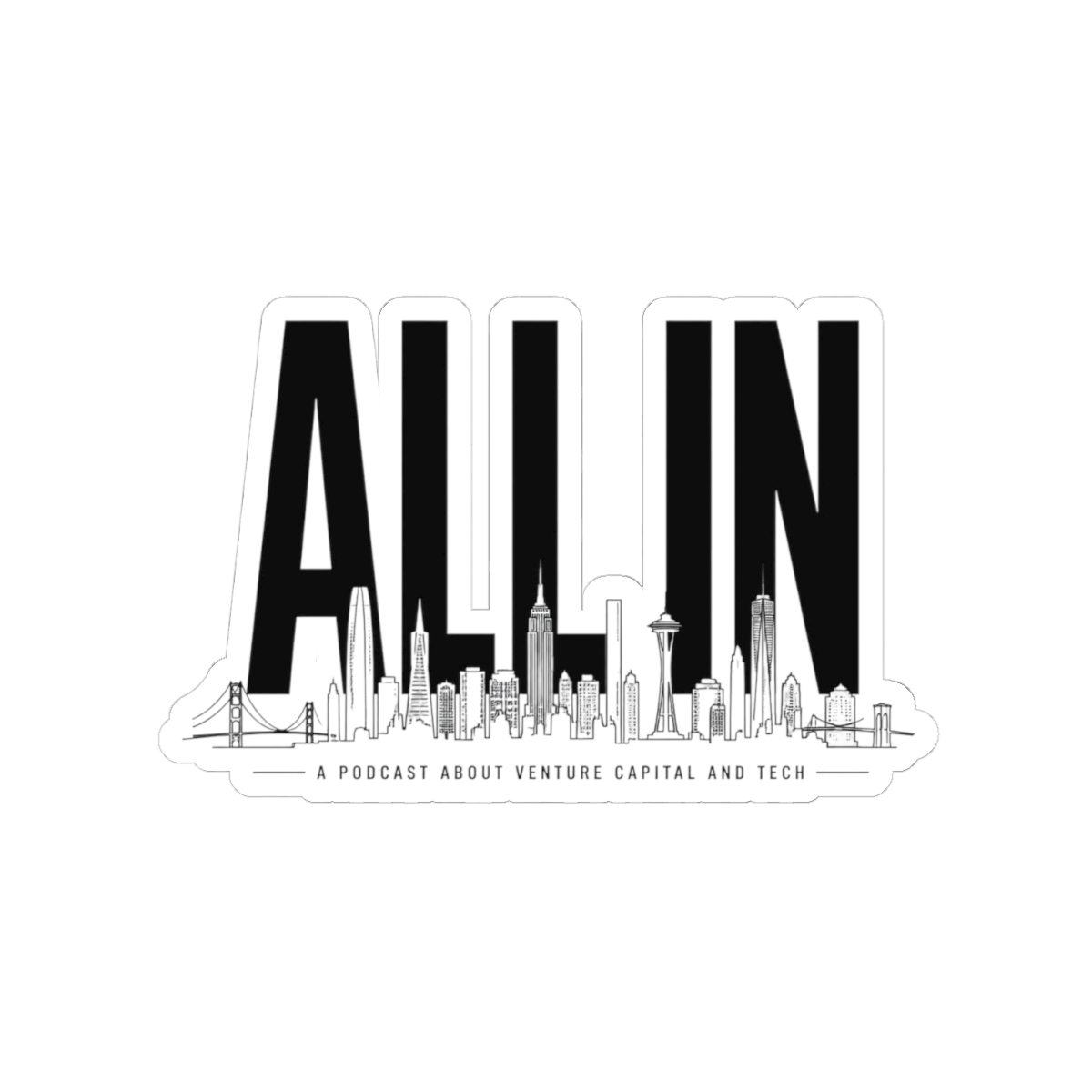 All In Podcast "ALL IN" Sticker - alternate angle 2, merchandise